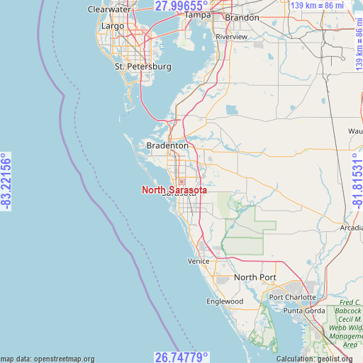 North Sarasota on map