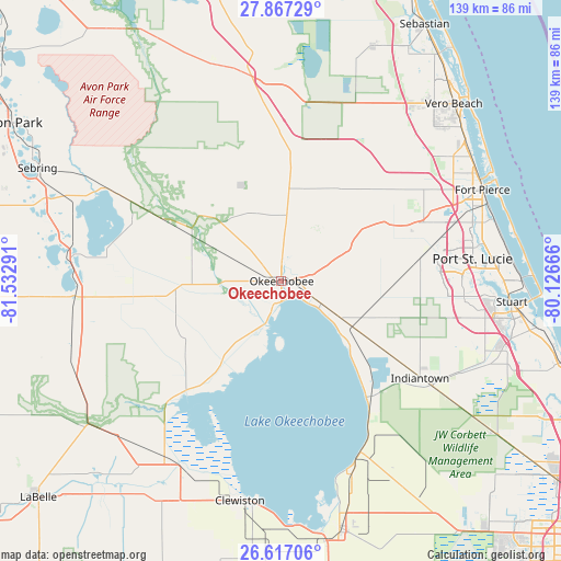 Okeechobee on map