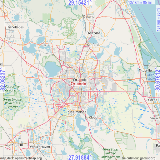 Orlando on map
