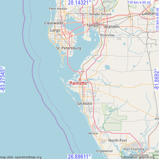 Palmetto on map