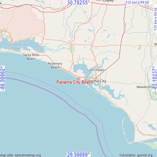 Panama City Beach on map