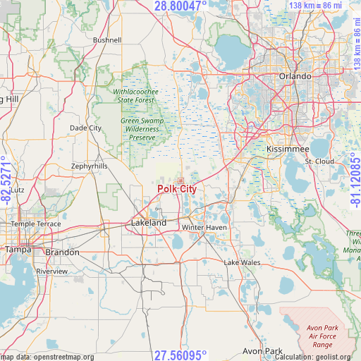 Polk City on map