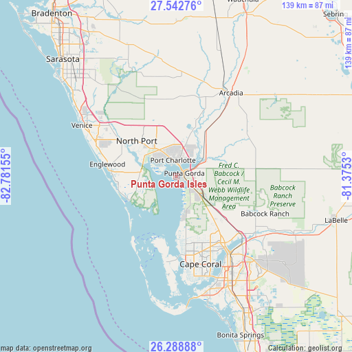 Punta Gorda Isles on map