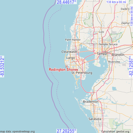 Redington Shores on map