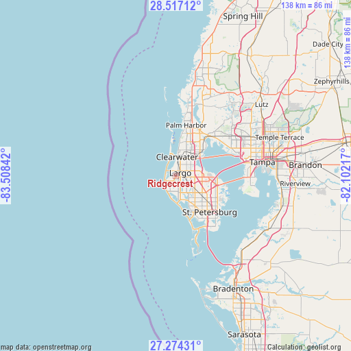 Ridgecrest on map