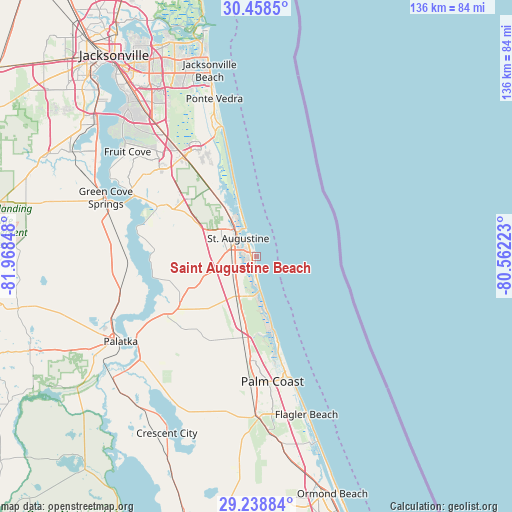 Saint Augustine Beach on map