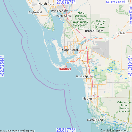 Sanibel on map