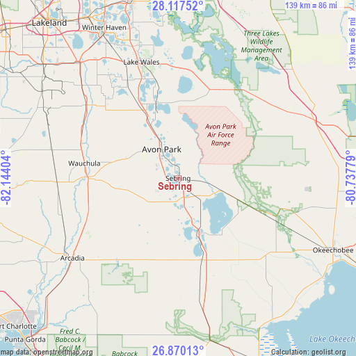 Sebring on map