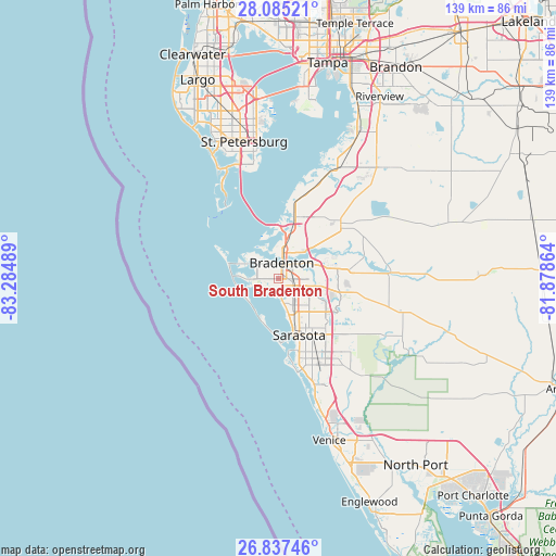 South Bradenton on map