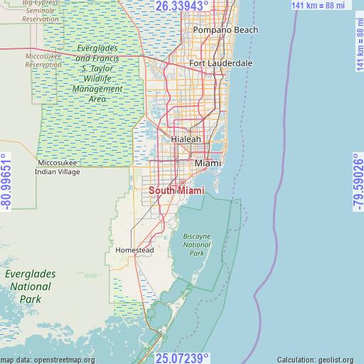 South Miami on map