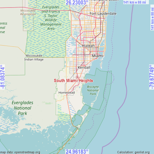 South Miami Heights on map