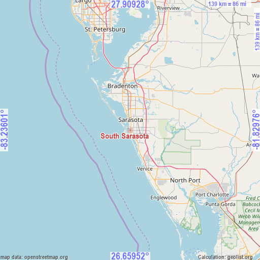 South Sarasota on map