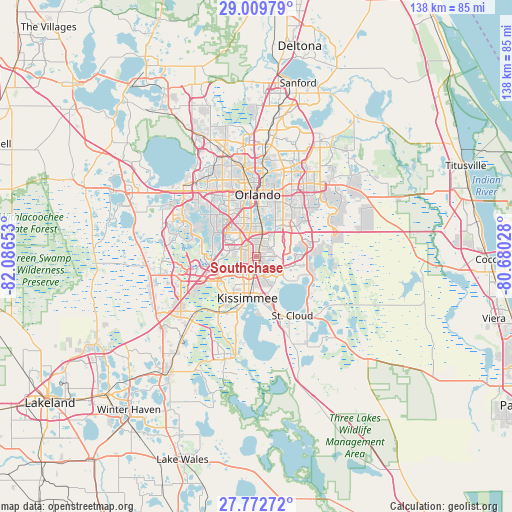 Southchase on map