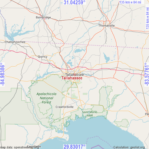 Tallahassee on map