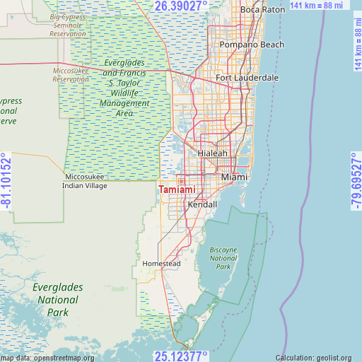 Tamiami on map