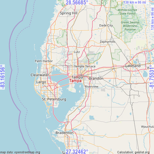 Tampa on map