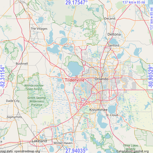 Tildenville on map
