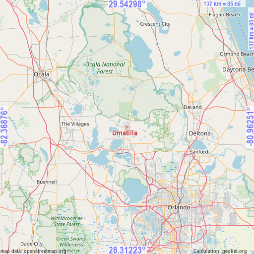 Umatilla on map