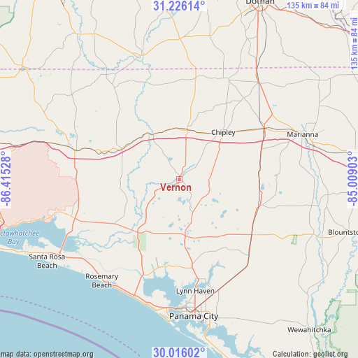 Vernon on map