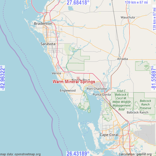 Warm Mineral Springs on map