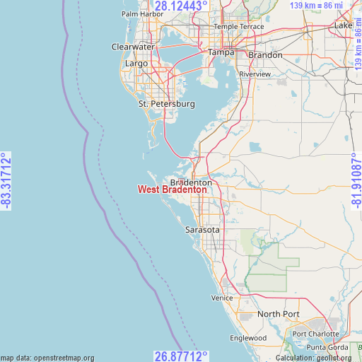 West Bradenton on map