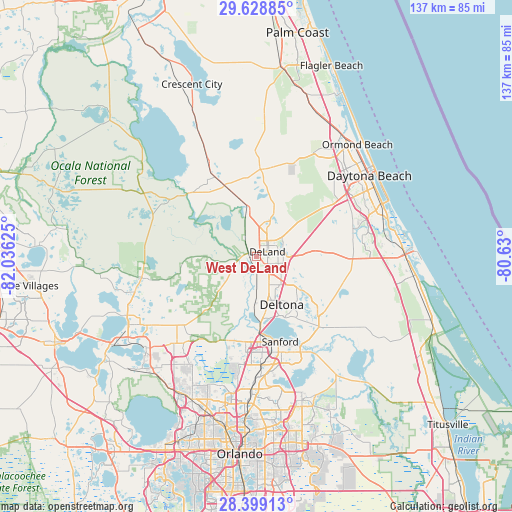 West DeLand on map