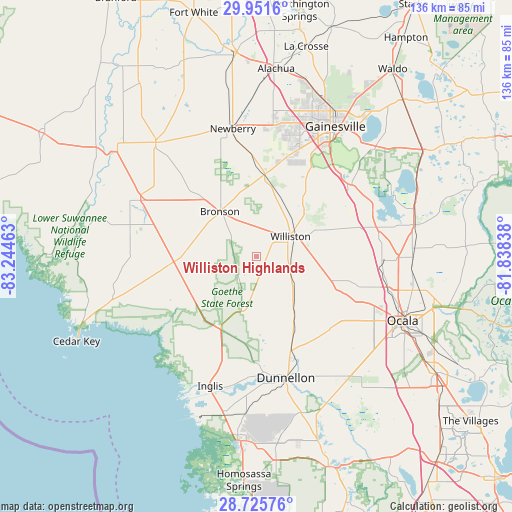 Williston Highlands on map