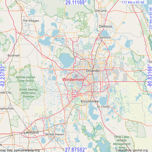 Windermere on map