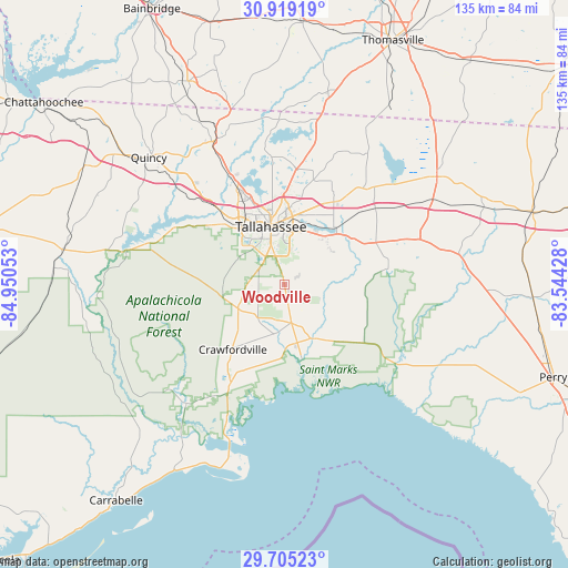 Woodville on map