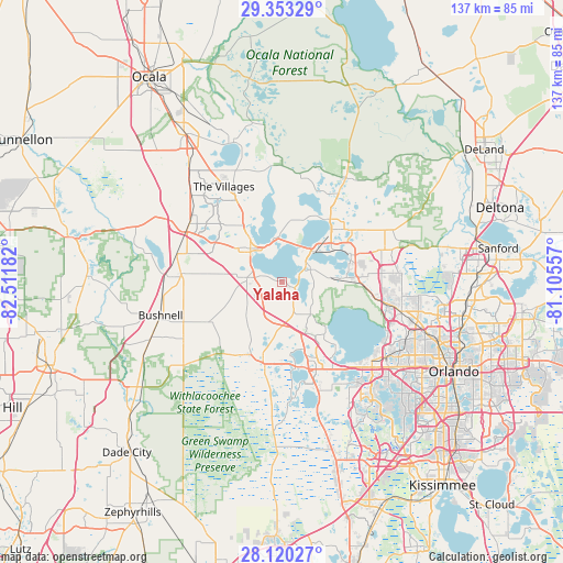 Yalaha on map