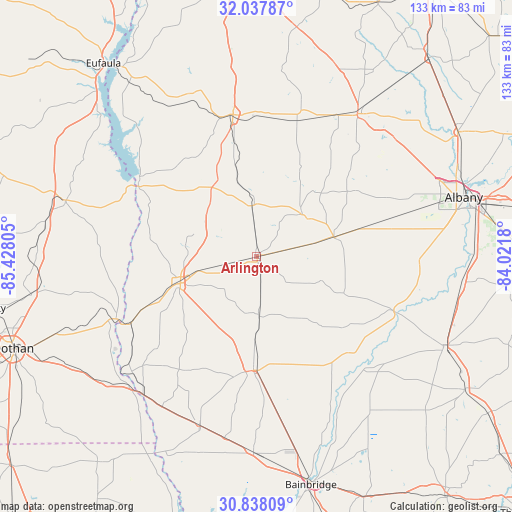 Arlington on map