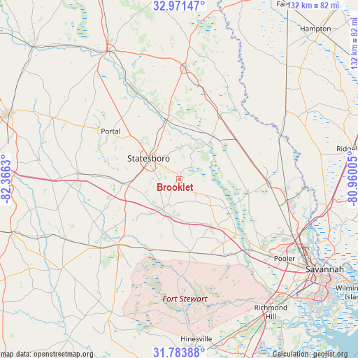 Brooklet on map