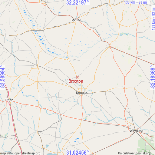 Broxton on map
