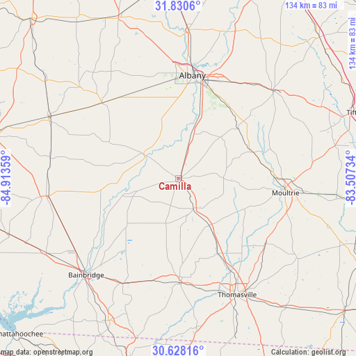 Camilla on map
