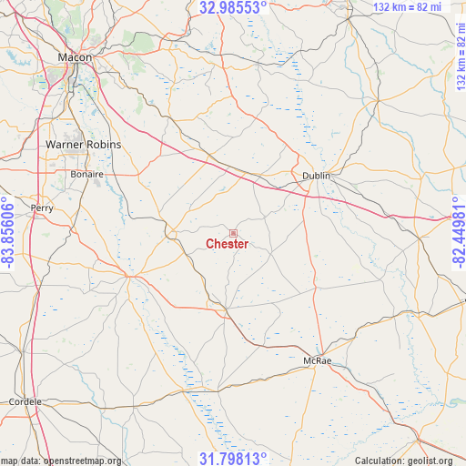 Chester on map