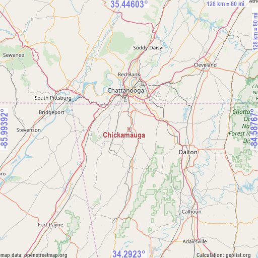 Chickamauga on map