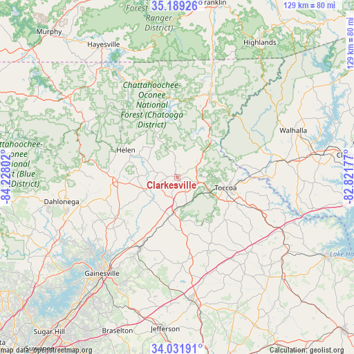 Clarkesville on map