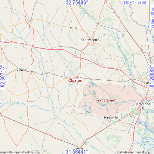 Claxton on map