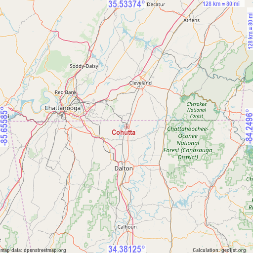 Cohutta on map