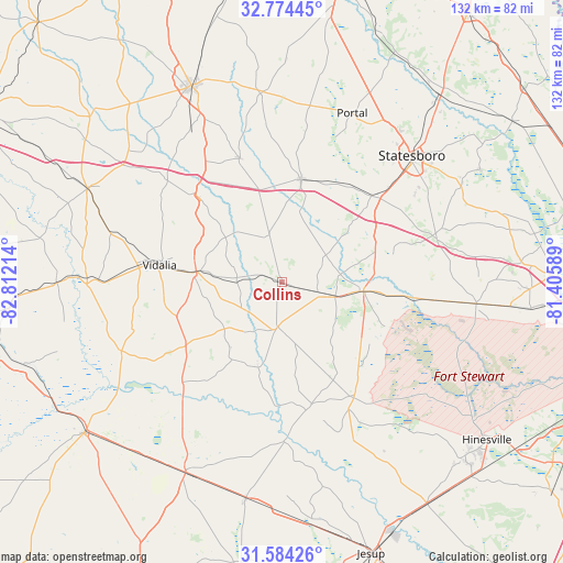 Collins on map