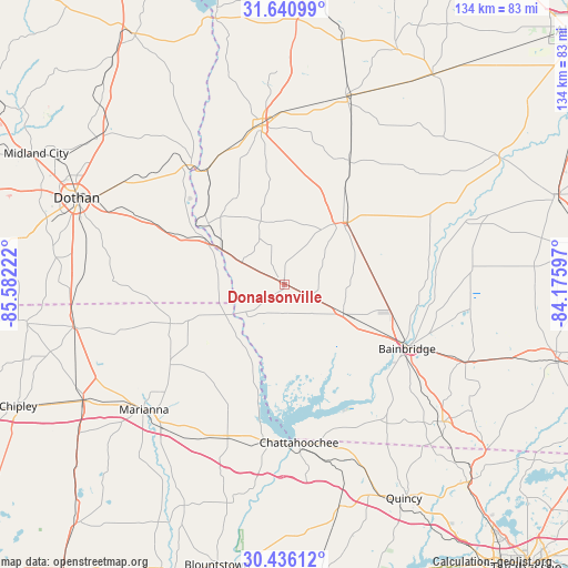 Donalsonville on map
