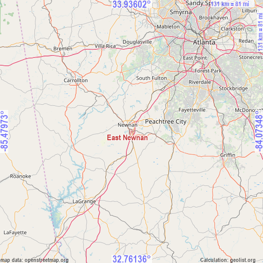 East Newnan on map