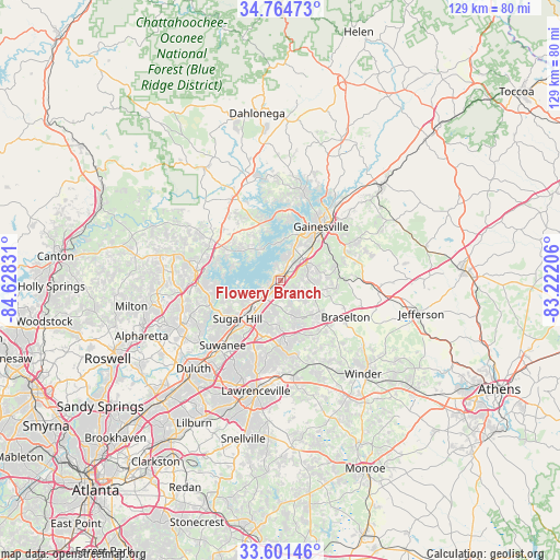 Flowery Branch on map