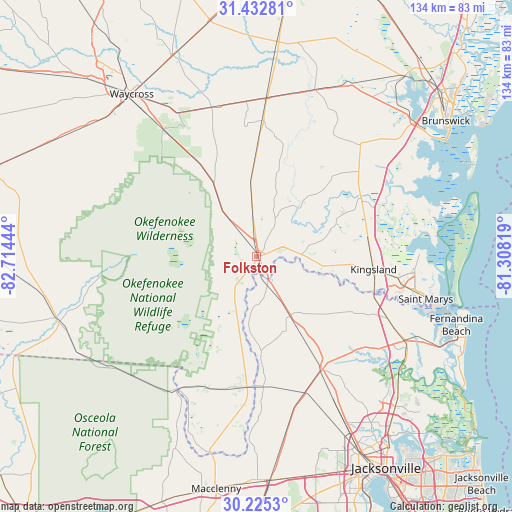 Folkston on map