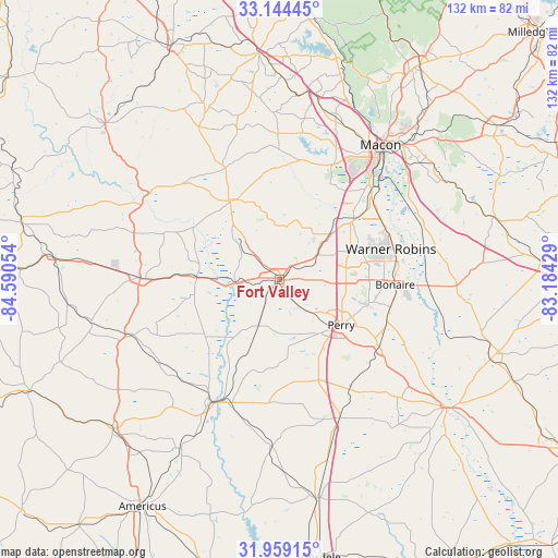Fort Valley on map