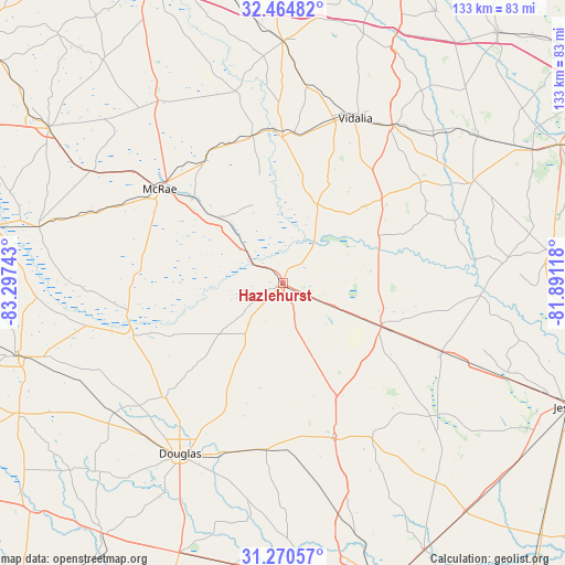 Hazlehurst on map