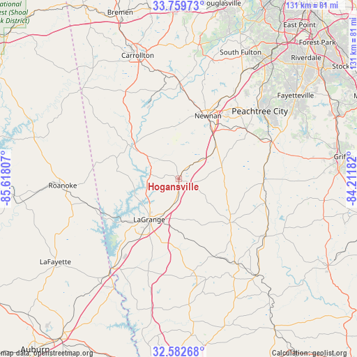 Hogansville on map