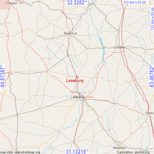 Leesburg on map