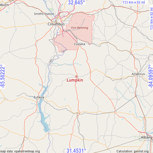Lumpkin on map