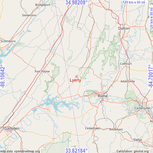 Lyerly on map